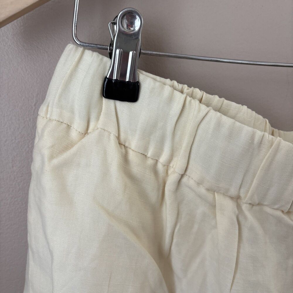 H&M Linen Blend Shorts Womens Light Yellow Elastic Waist Casual Summer - Picture 3 of 7
